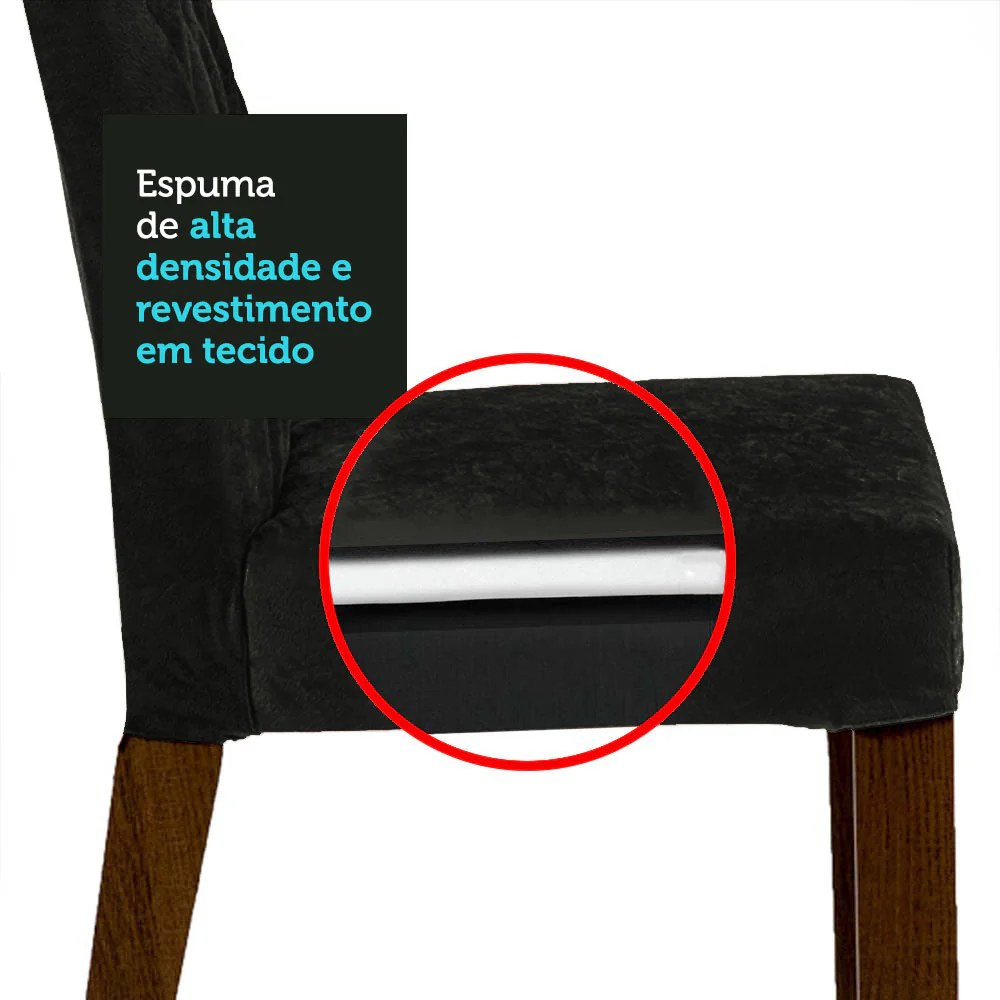 Conjunto Sala de Jantar Mesa Tampo de Vidro 6 Cadeiras Rustic/Preto/Oxford Geórgia Madesa - Image 9