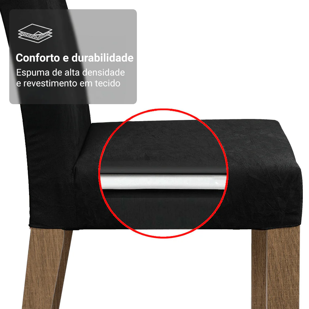 Conjunto Sala de Jantar Tampo de Madeira 6 Cadeiras Rustic/Preto/Oxford Soho Madesa - Image 8