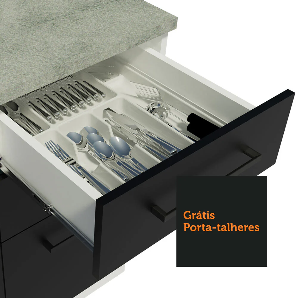 Armário de Cozinha Compacta 280cm Branco/Preto Agata Madesa 02 - Image 7