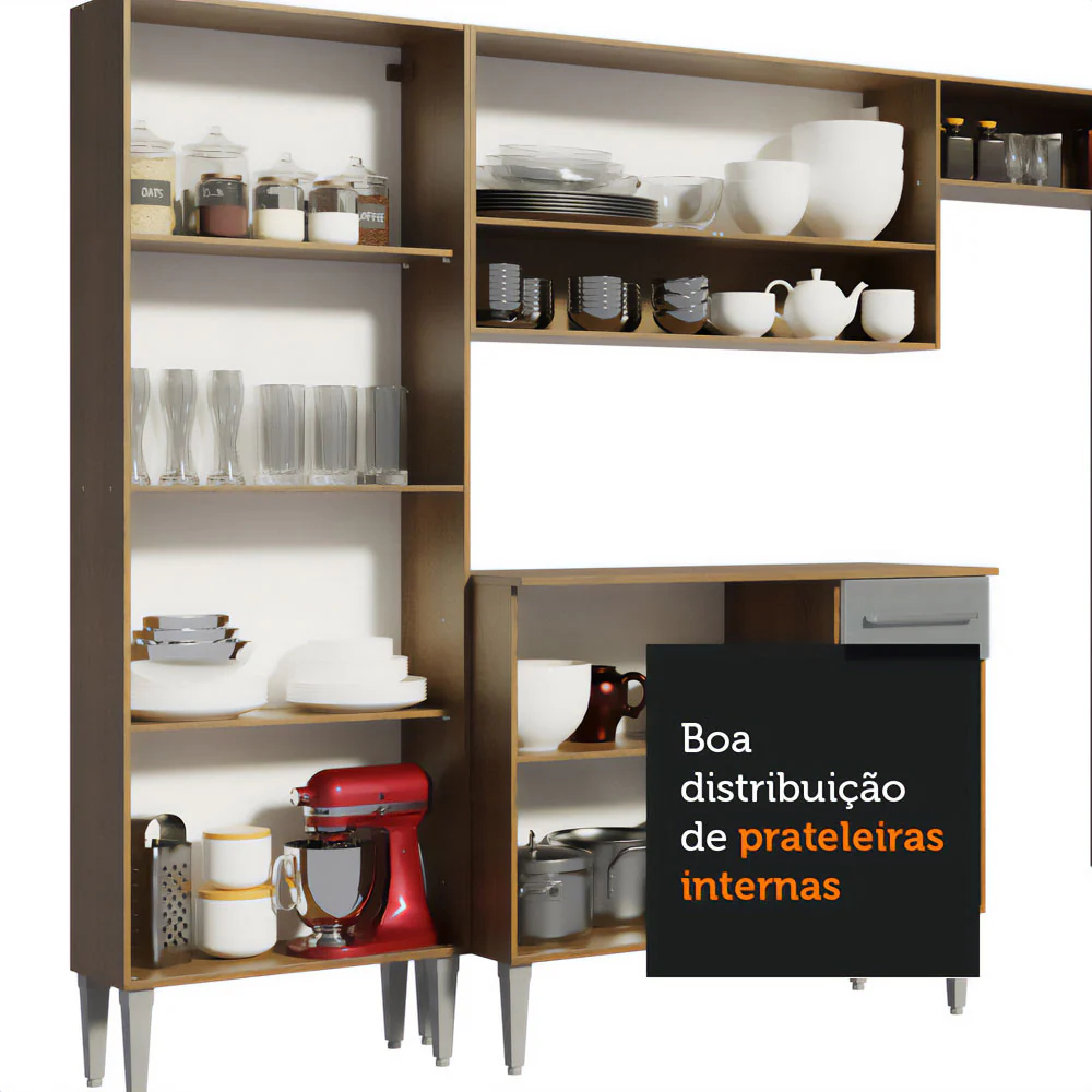 Armário de Cozinha Compacta Rustic/Cinza Emilly Top Madesa - Image 8