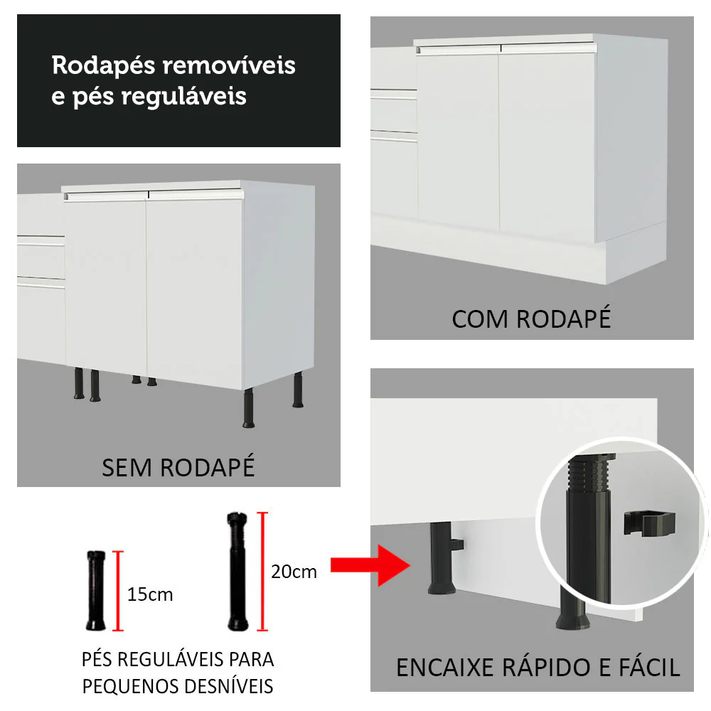 Armário de Cozinha Compacta 120cm Branco Glamy Madesa 03 - Image 9