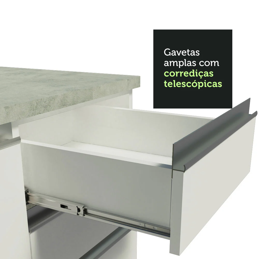 Armário de Cozinha Compacta 150cm Branco Glamy Madesa 01 - Image 7
