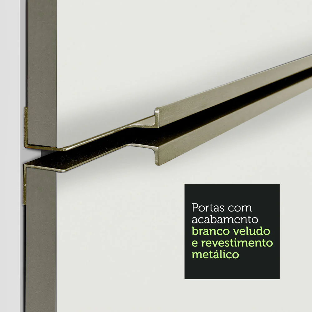 Armário de Cozinha Compacta 180 x 60 cm Branco/Branco Veludo Lux Madesa 01 - Image 7