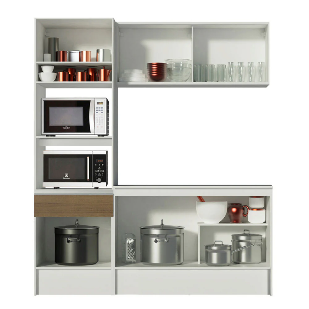 Armário de Cozinha Compacta com Balcão e Tampo Branco/Rustic Topazio Pop Madesa - Image 5