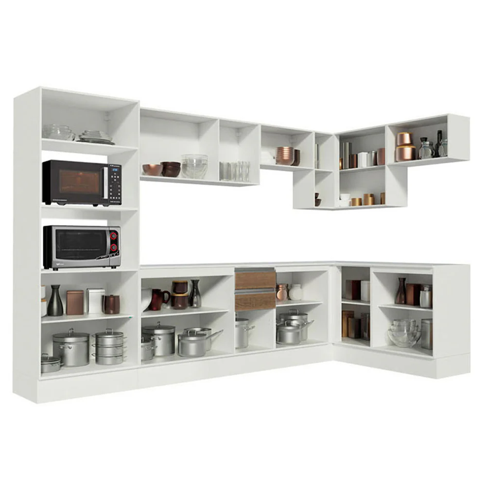 Armário de Cozinha Completa de Canto 100% MDF 448cm Branco/Rustic/Crema Smart Madesa 01 - Image 5