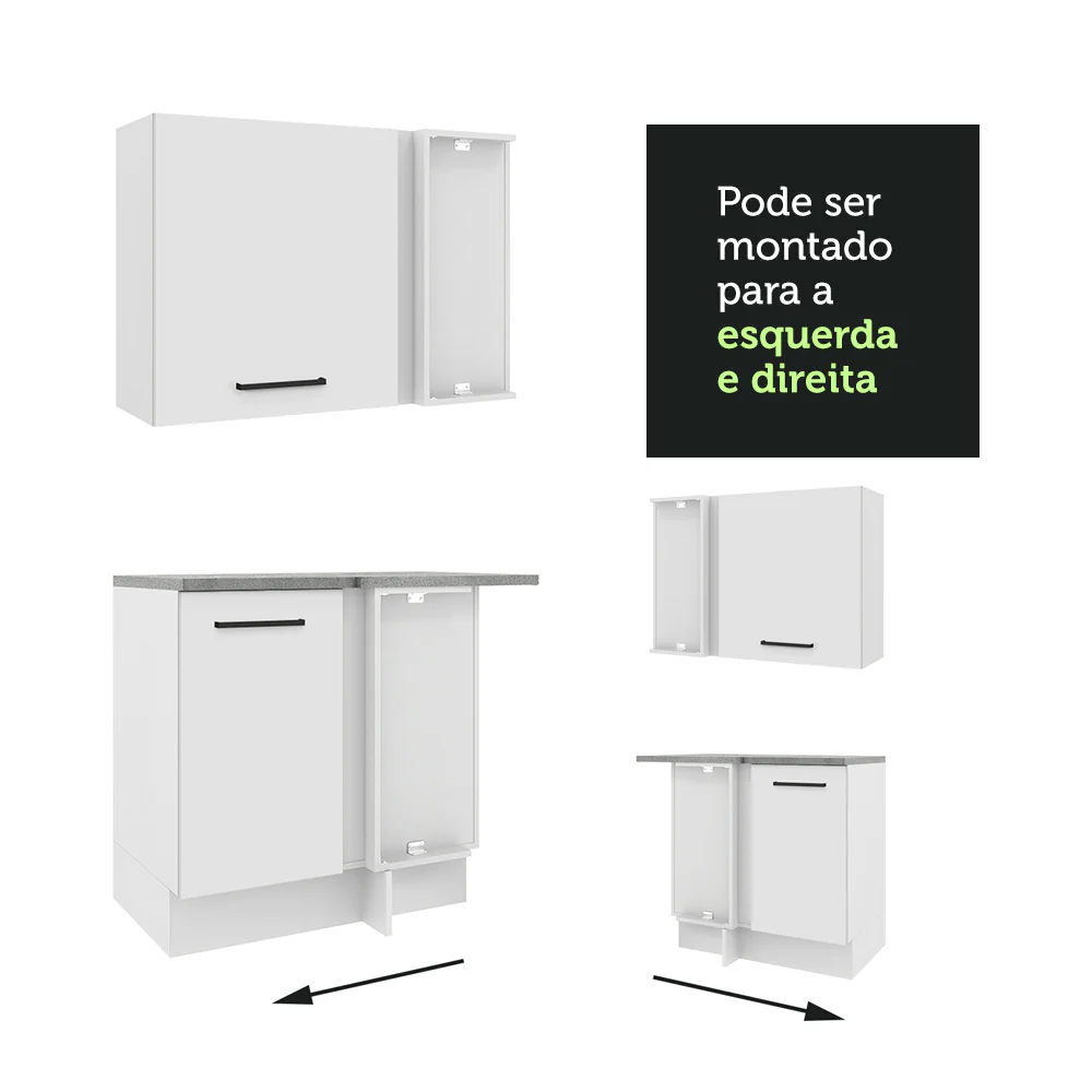 Armário de Cozinha Completa de Canto 389cm Branco Agata Madesa 01 - Image 10