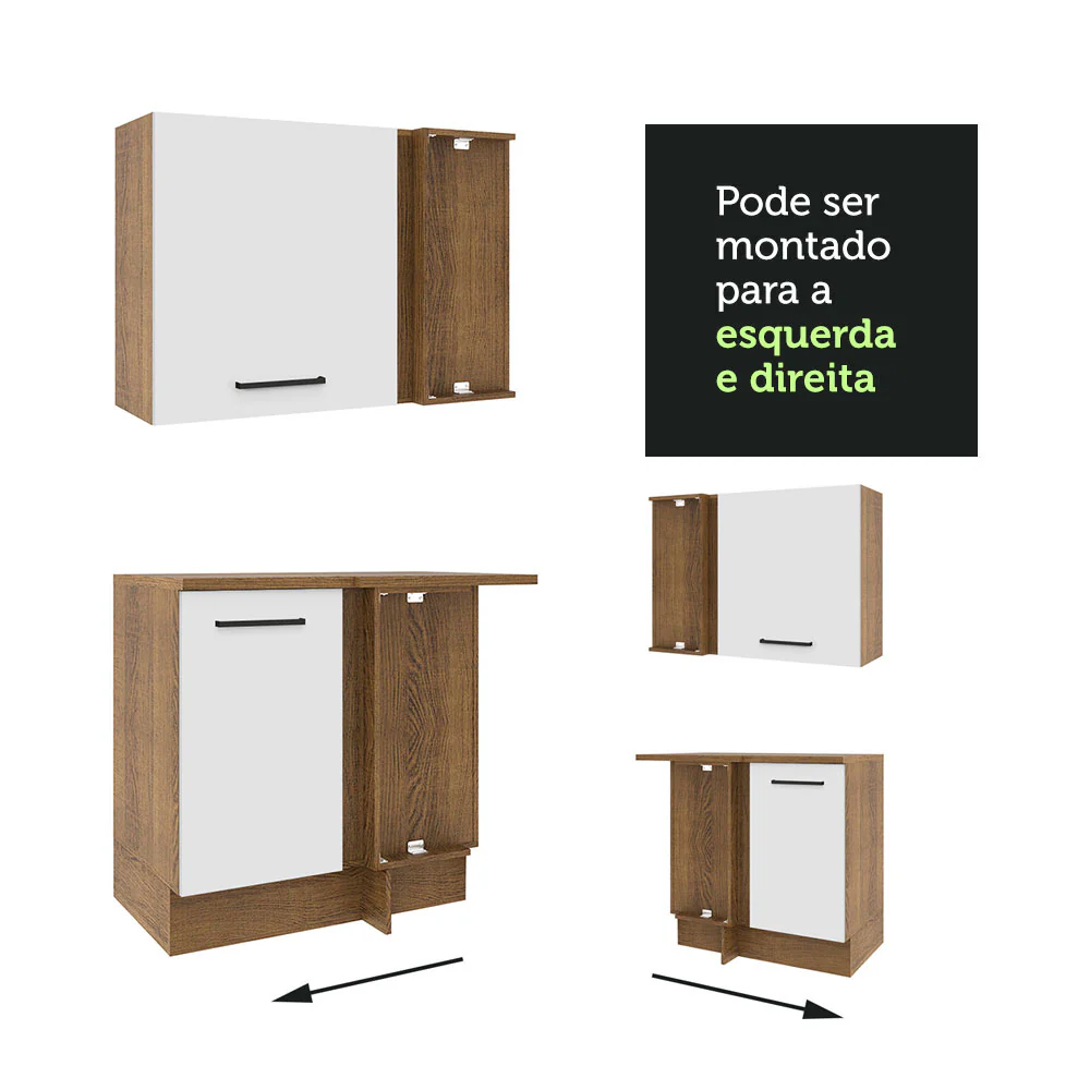 Armário de Cozinha Completa de Canto 399cm Rustic Branco Agata Madesa 01 - Image 9