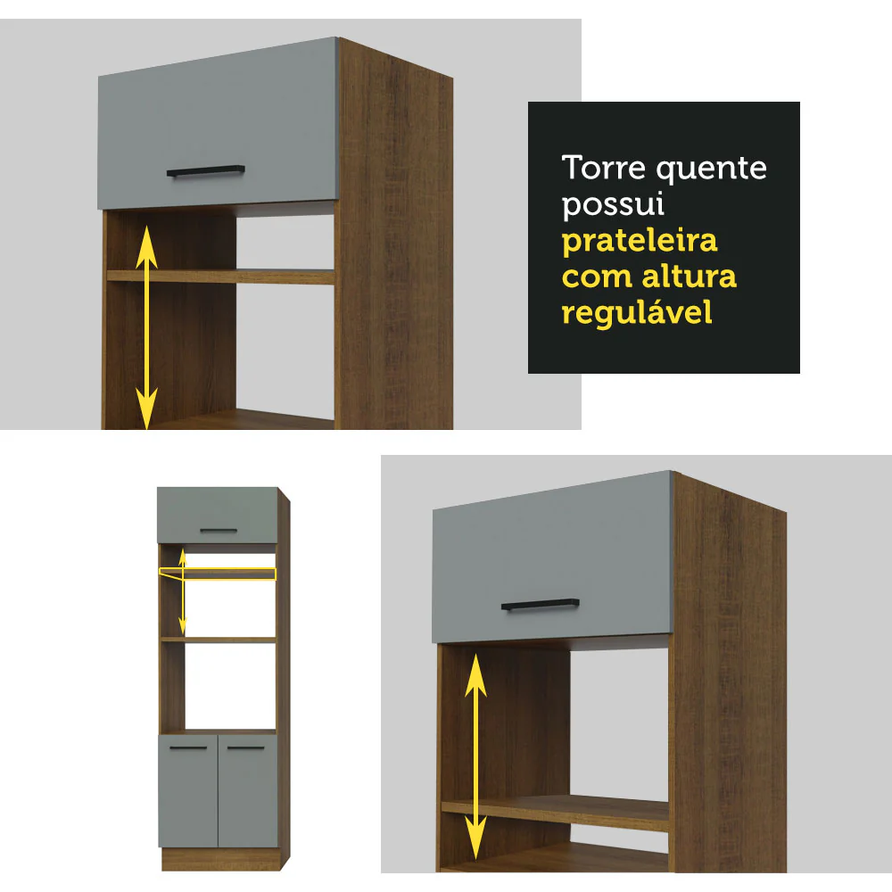 Armário de Cozinha Completa de Canto 479cm Rustic Cinza Agata Madesa 01 - Image 8