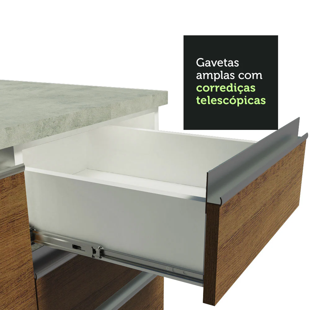 Armário de Cozinha Compacta de Canto 269cm Branco/Rustic Glamy Madesa 01 - Image 8