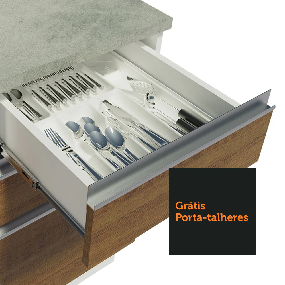 Armário de Cozinha Completa de Canto 349cm Branco/Rustic Glamy Madesa 01 - Image 8
