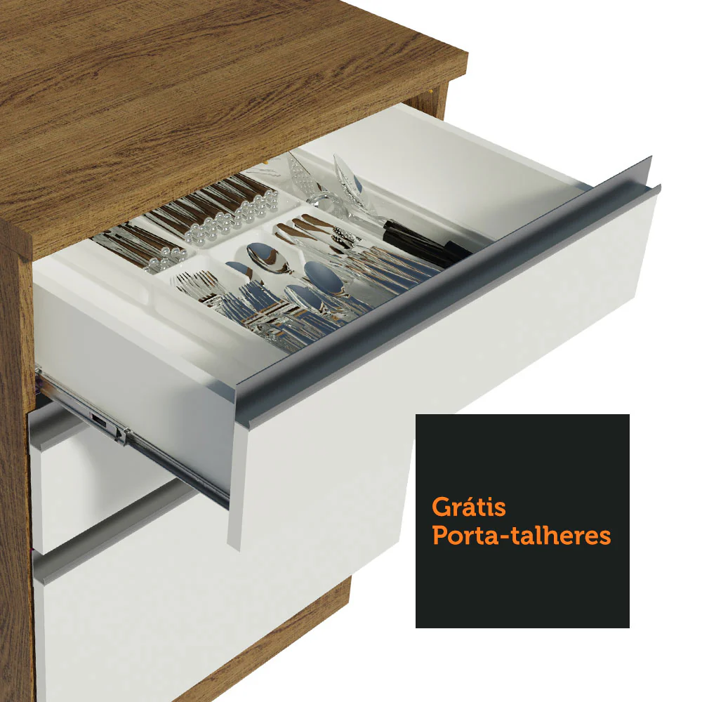 Armário de Cozinha Completa de Canto 399cm Rustic Branco Glamy Madesa 02 - Image 8