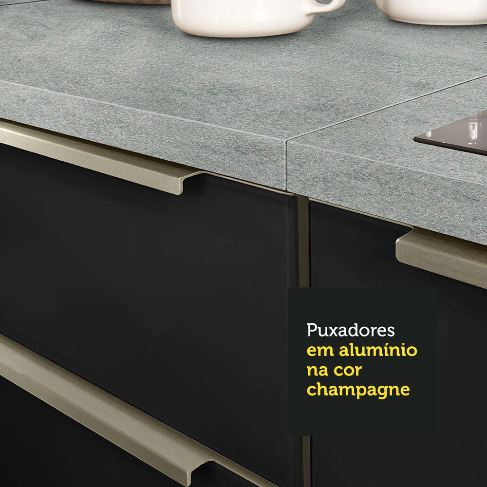 Armário de Cozinha Completa de Canto 546 x 60 cm Branco/Preto Lux Madesa 03 - Image 8