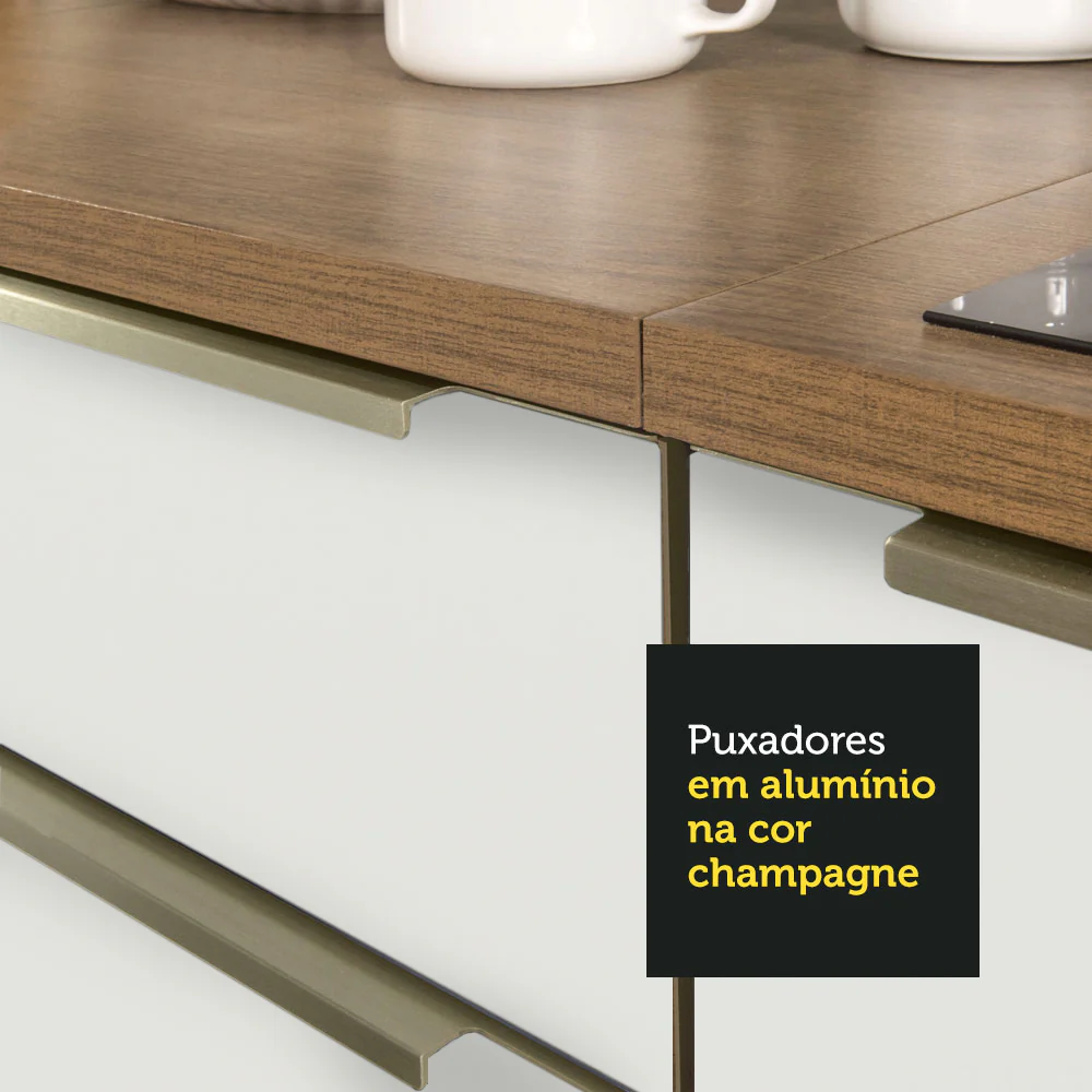Armário de Cozinha Completa de Canto 546 x 60 cm Rustic/Branco Veludo Lux Madesa 01 - Image 9