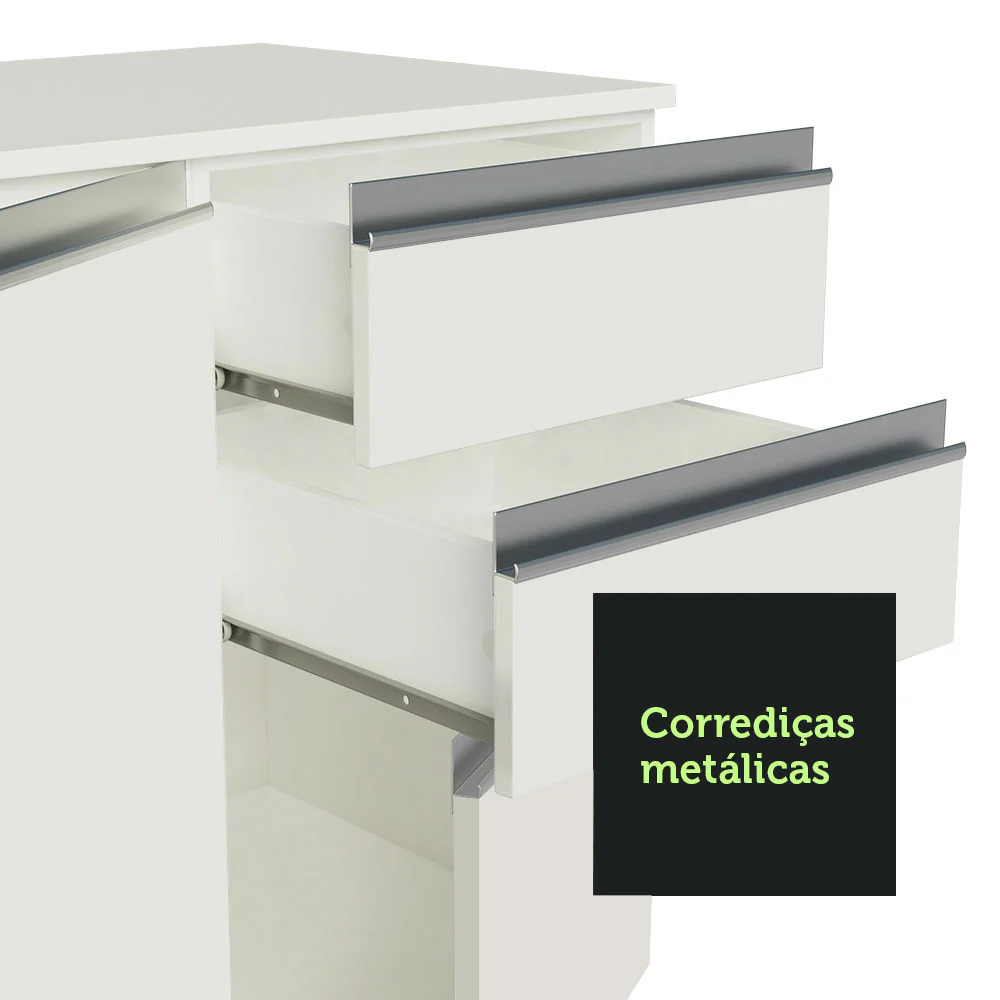 Armário de Cozinha Completa 100% MDF 250cm Branco Smart Madesa 01 - Image 9
