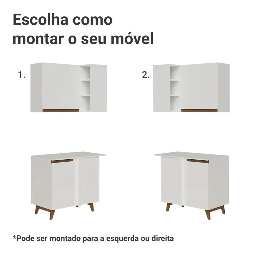 Armário de Cozinha Completa de Canto 452cm Branco Reims Madesa 01 - Image 5