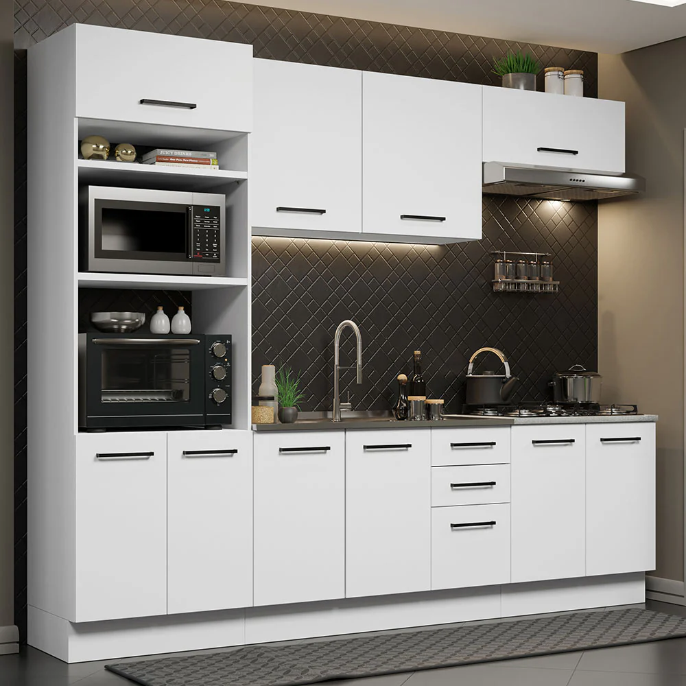 Armário de Cozinha Completa 270cm Branco Agata Madesa 01