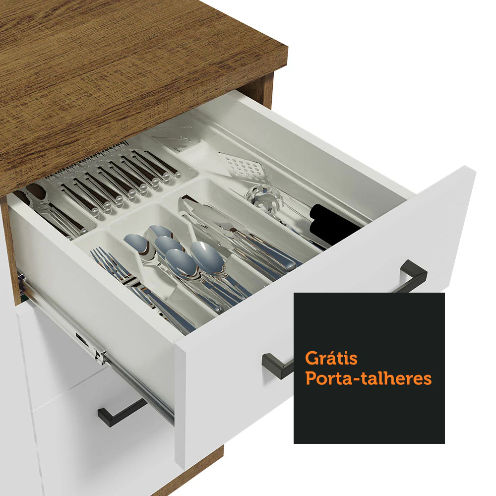 Armário de Cozinha Completa 270cm Rustic Branco Agata Madesa 04 - Image 7