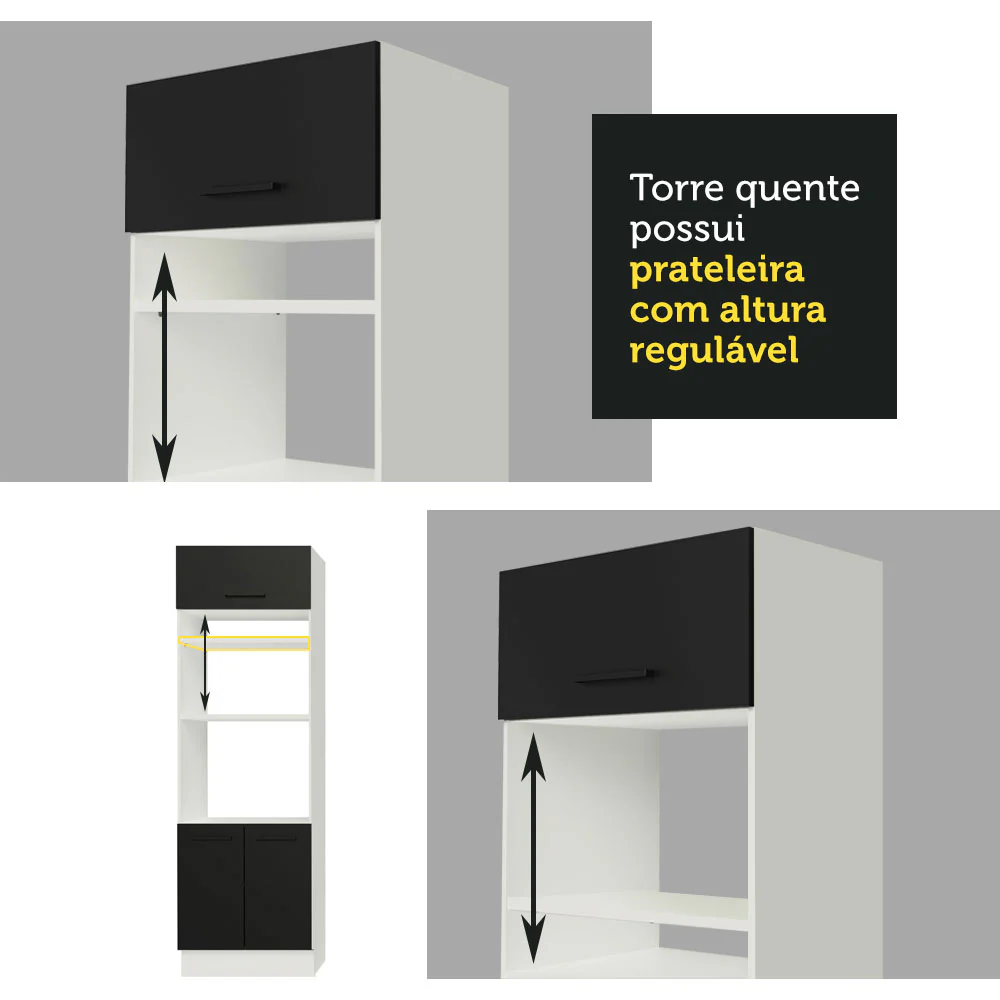 Armário de Cozinha Completa 310cm Branco/Preto Agata Madesa 01 - Image 8