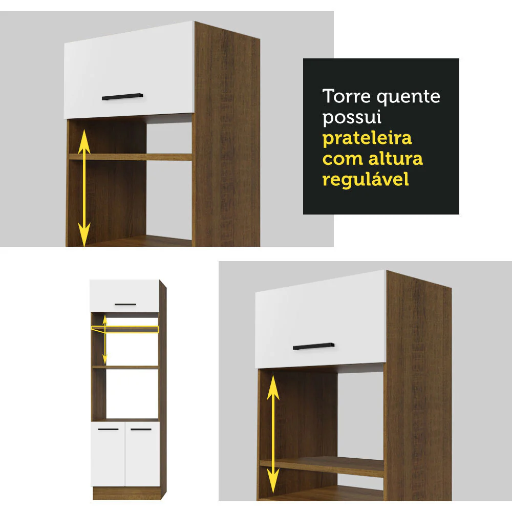 Armário de Cozinha Completa 330cm Rustic Branco Agata Madesa 01 - Image 9