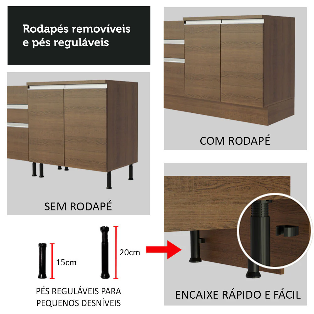 Armário de Cozinha Completa 240cm Rustic Bari Madesa 01 - Image 8