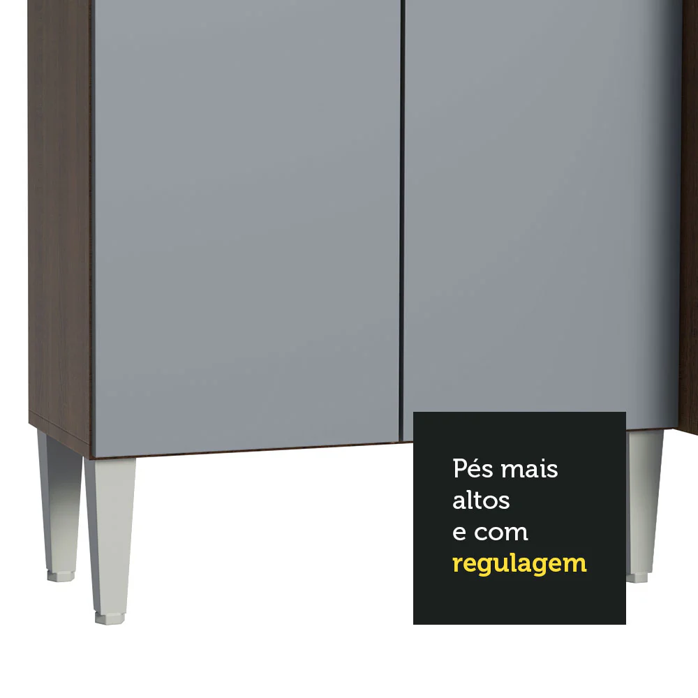 Armário de Cozinha Completa 261cm Rustic/Cinza Emilly Hit Madesa - Image 7