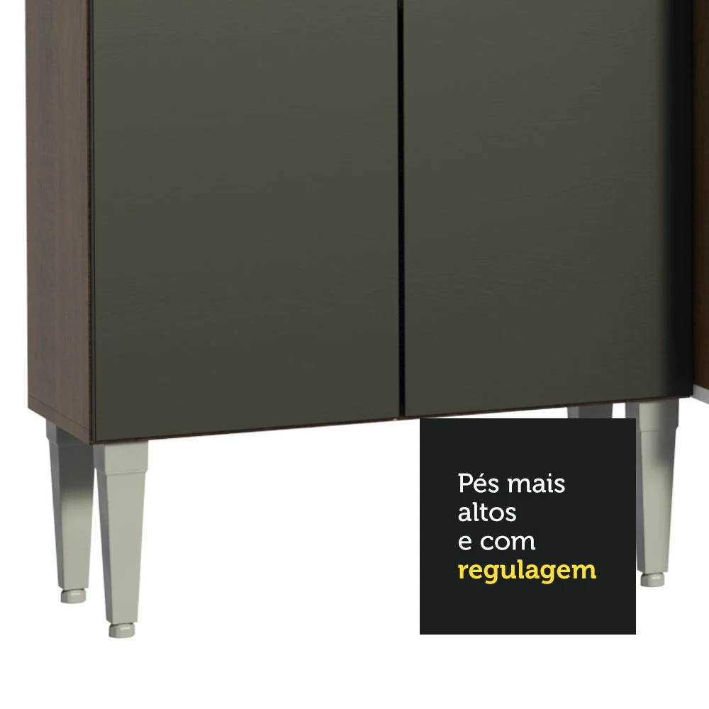 Armário de Cozinha Completa 233cm Rustic/Preto Emilly Smile Madesa 04 - Image 7