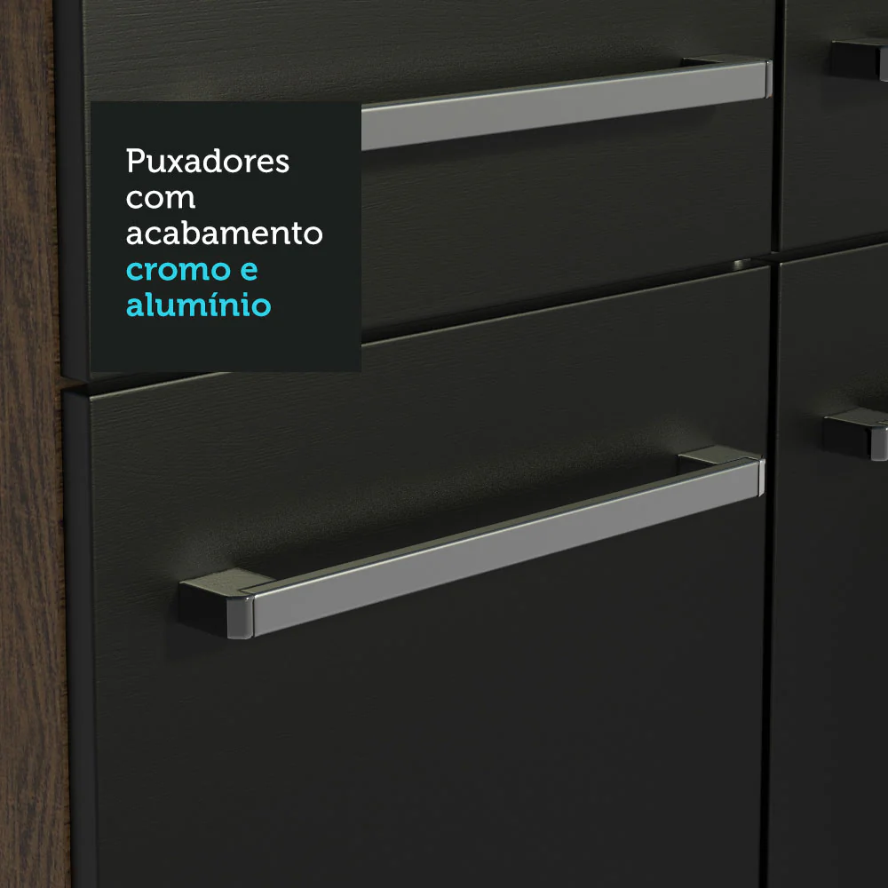 Armário de Cozinha Completa 233cm Rustic/Preto Emilly Wind Madesa 02 - Image 6