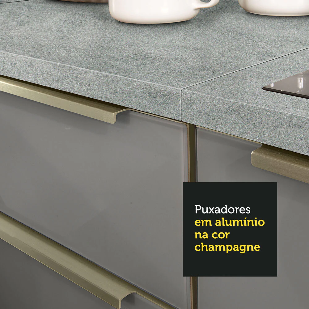 Armário de Cozinha Completa 240 x 60 cm Branco/Cinza Lux Madesa 02 - Image 9