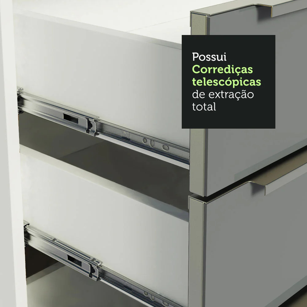 Armário de Cozinha Completa 340 x 60 cm Branco/Cinza Lux Madesa 01 - Image 6