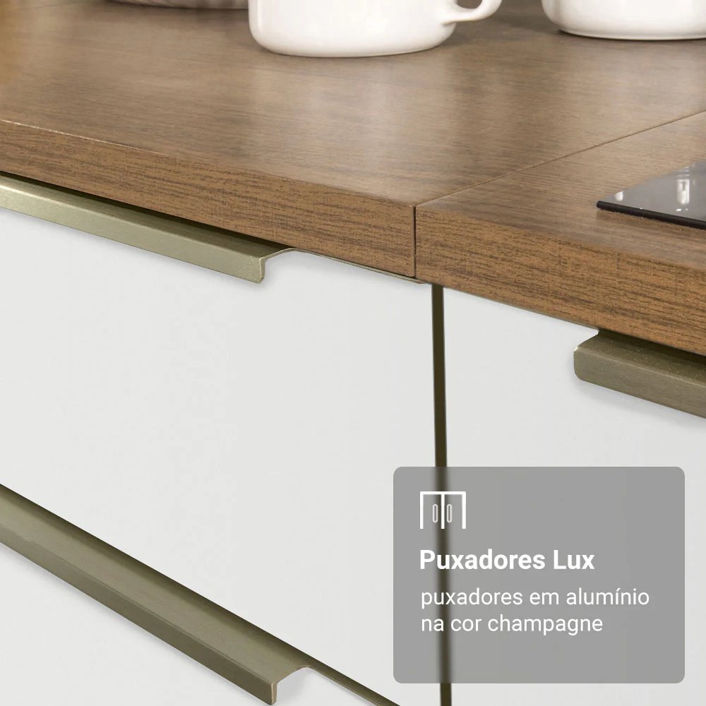 Armário de Cozinha Compacta 200 x 60 cm Rustic Branco Veludo Lux Madesa 01 - Image 7