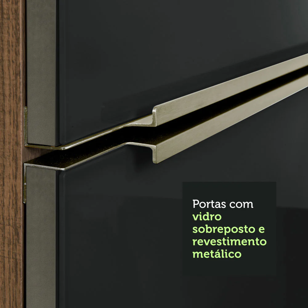 Armário de Cozinha Completa 260 x 60 cm Rustic/Preto Lux Madesa 01 - Image 8