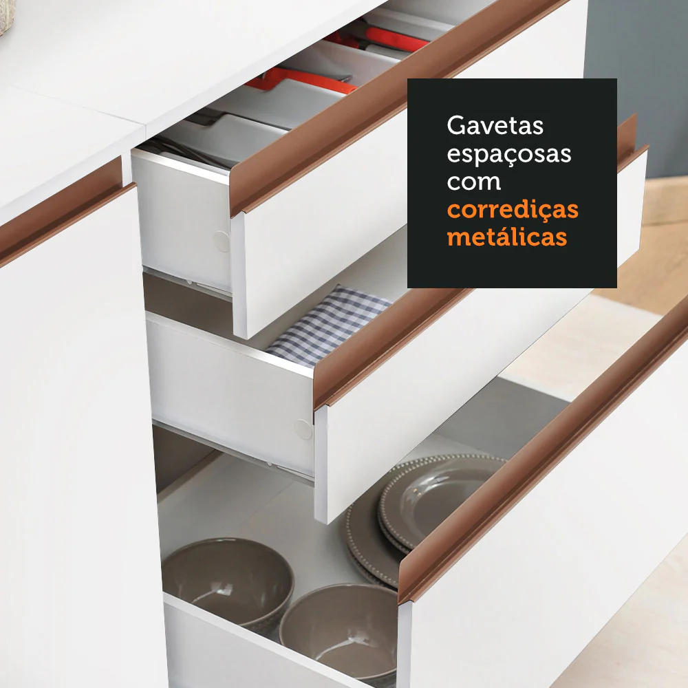 Armário de Cozinha Completa 260cm Branco Reims Madesa 06 - Image 7