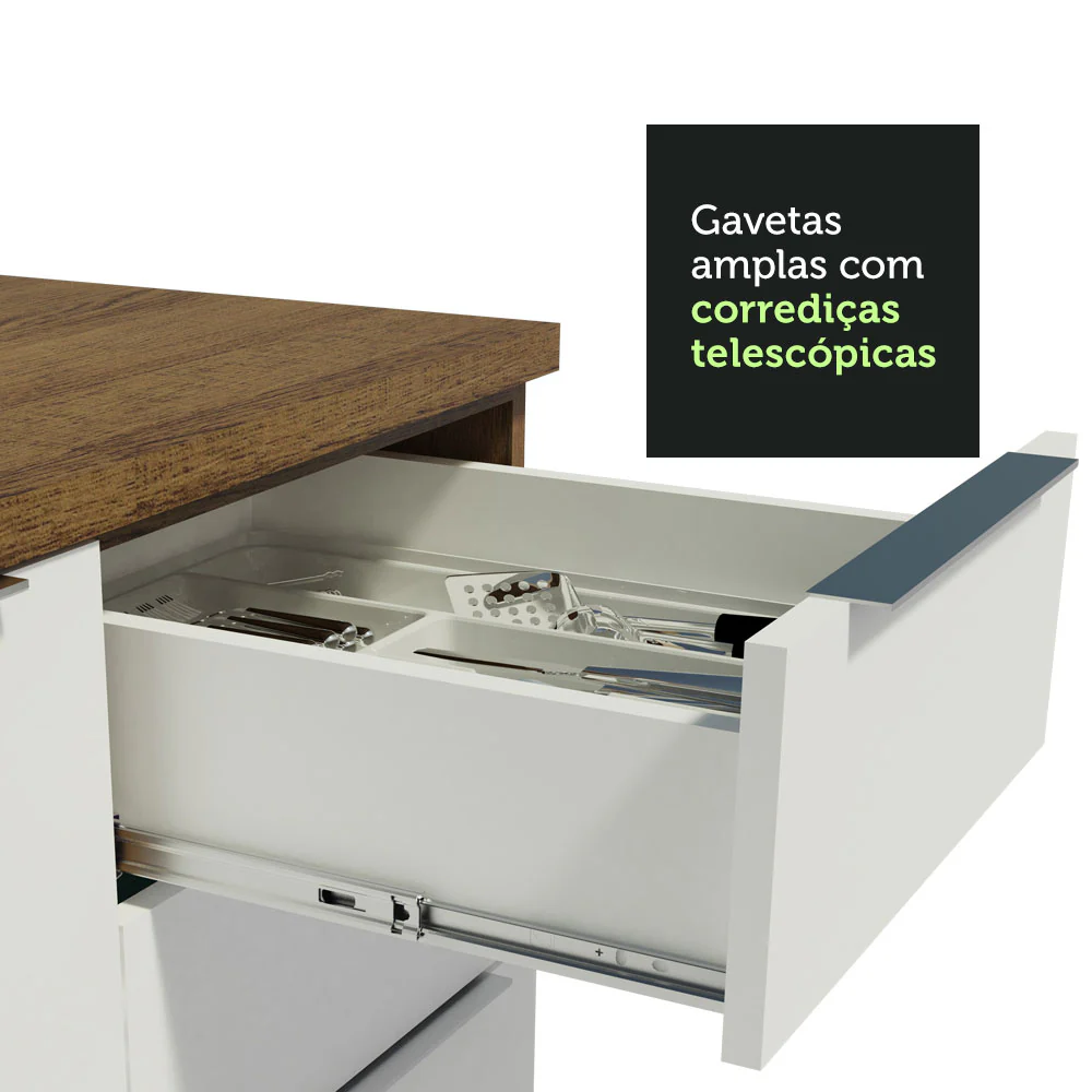 Armário de Cozinha Completa 290cm Rustic/Branco/Rustic Stella Madesa 01 - Image 7