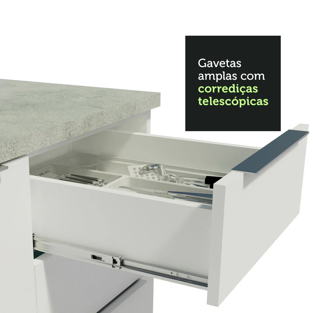 Armário de Cozinha Completa 290cm Branco/Branco/Rustic Stella Madesa 02 - Image 7