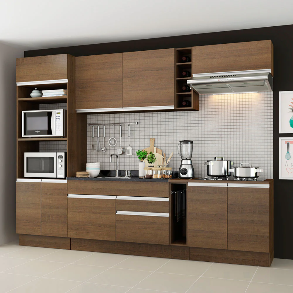 Armário de Cozinha Completa 290cm Rustic/Rustic Vicenza Madesa 02