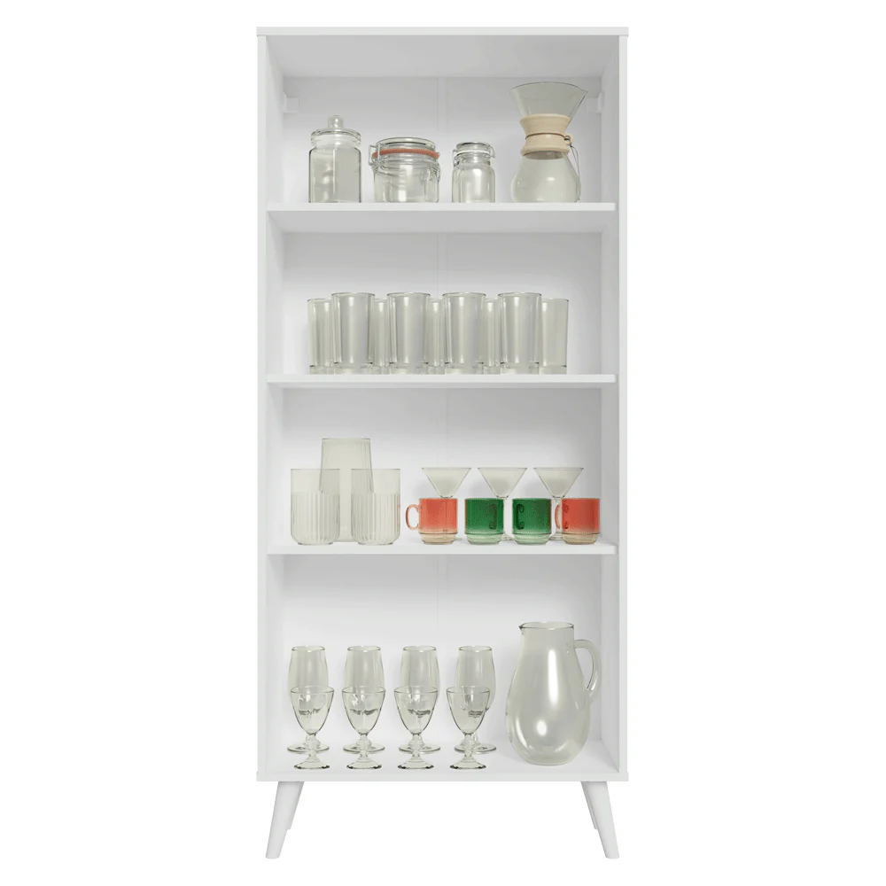 Cristaleira 70 cm 2 Portas de Vidro com Pés Cônicos Branco/Azul/Branco Vik Madesa - Image 5