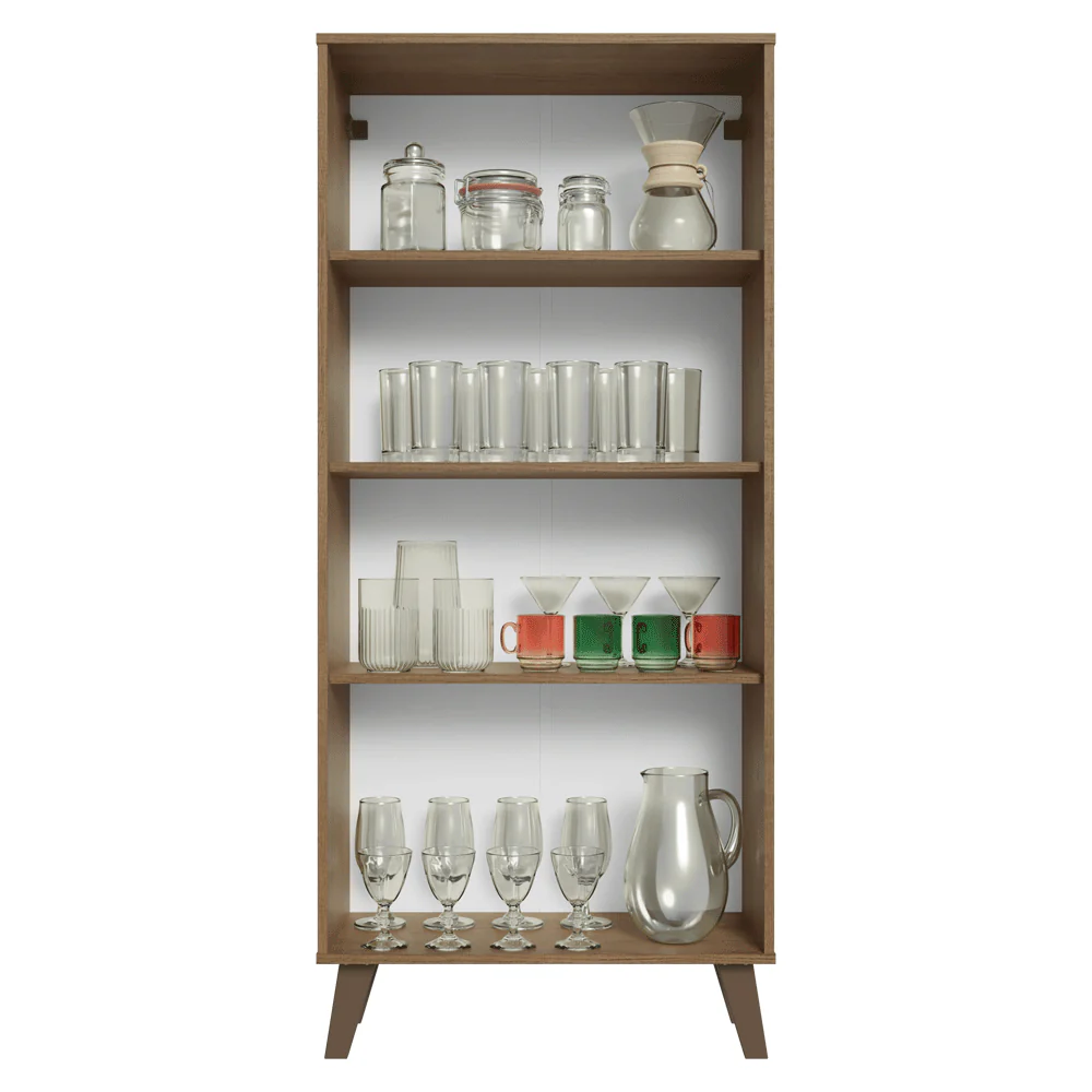 Cristaleira 70 cm 2 Portas de Vidro com Pés Trapézio Rustic/Branco/Rustic Vik Madesa - Image 5