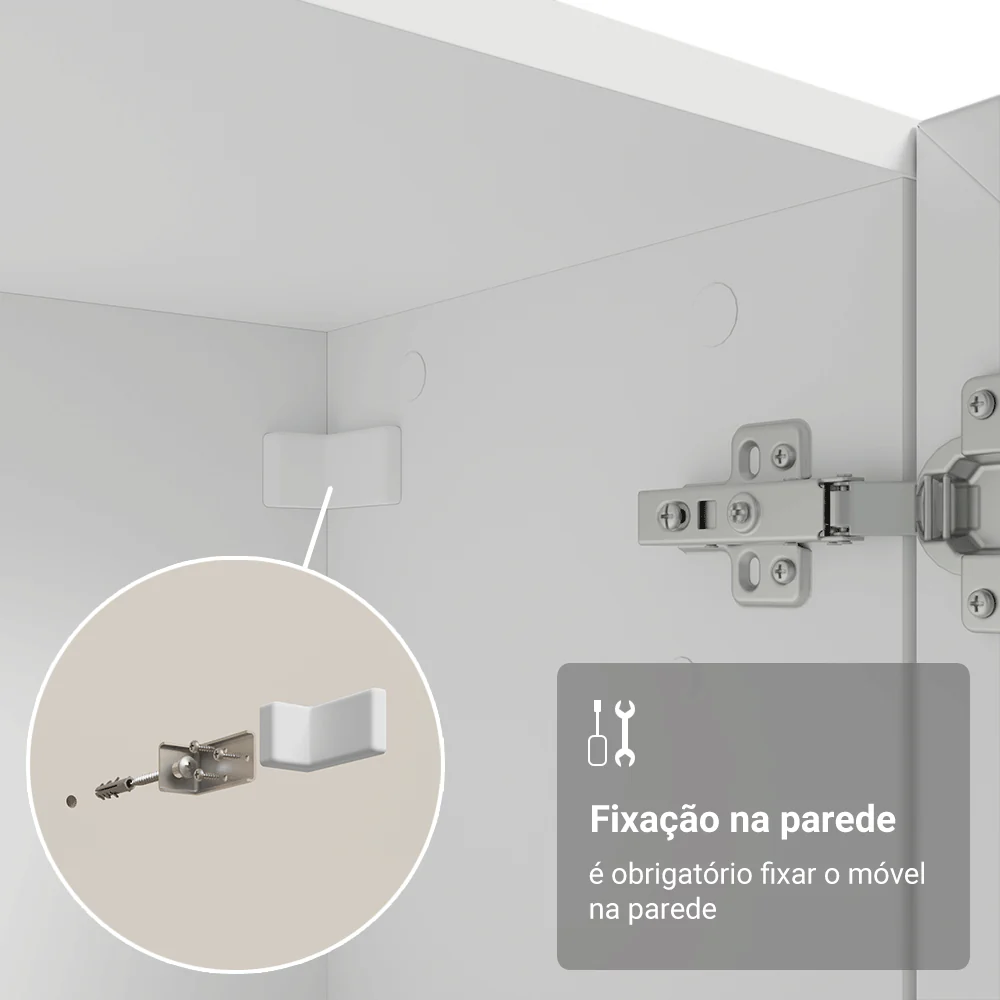 Cristaleira Suspensa 70 cm 2 Portas de Vidro Branco Vik Madesa - Image 9