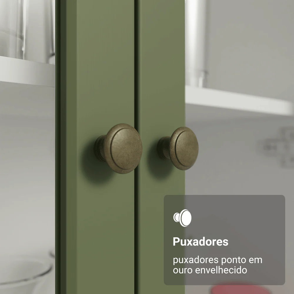 Cristaleira Suspensa 70 cm 2 Portas de Vidro Branco/Verde Vik Madesa - Image 8