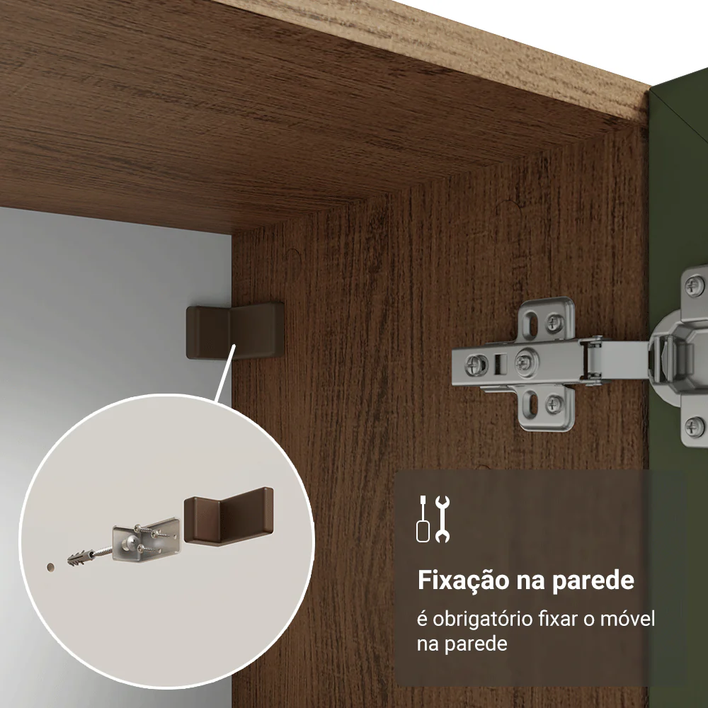 Cristaleira Suspensa 70 cm 2 Portas de Vidro Rustic/Verde Vik Madesa - Image 9