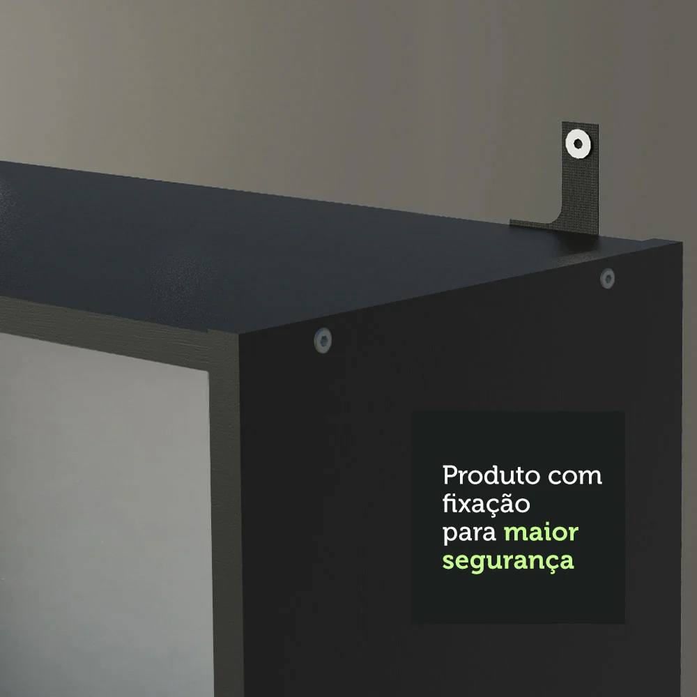 Escrivaninha Madesa Alaska + Estante Livreiro 6908 Preto - Image 7