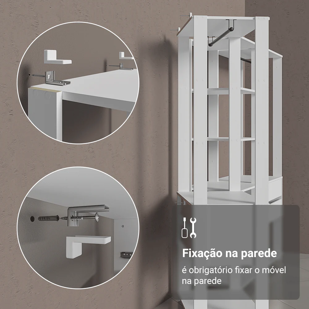 Estante Armário Multiuso para Livros 177cm Branco Madesa - Image 5