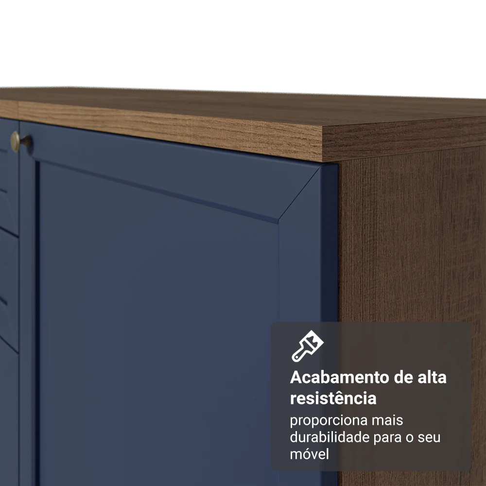 Estante Sala de Estar com Rack + Cristaleira 230cm Rustic/Azul/Rustic Vik Madesa 02 - Image 8