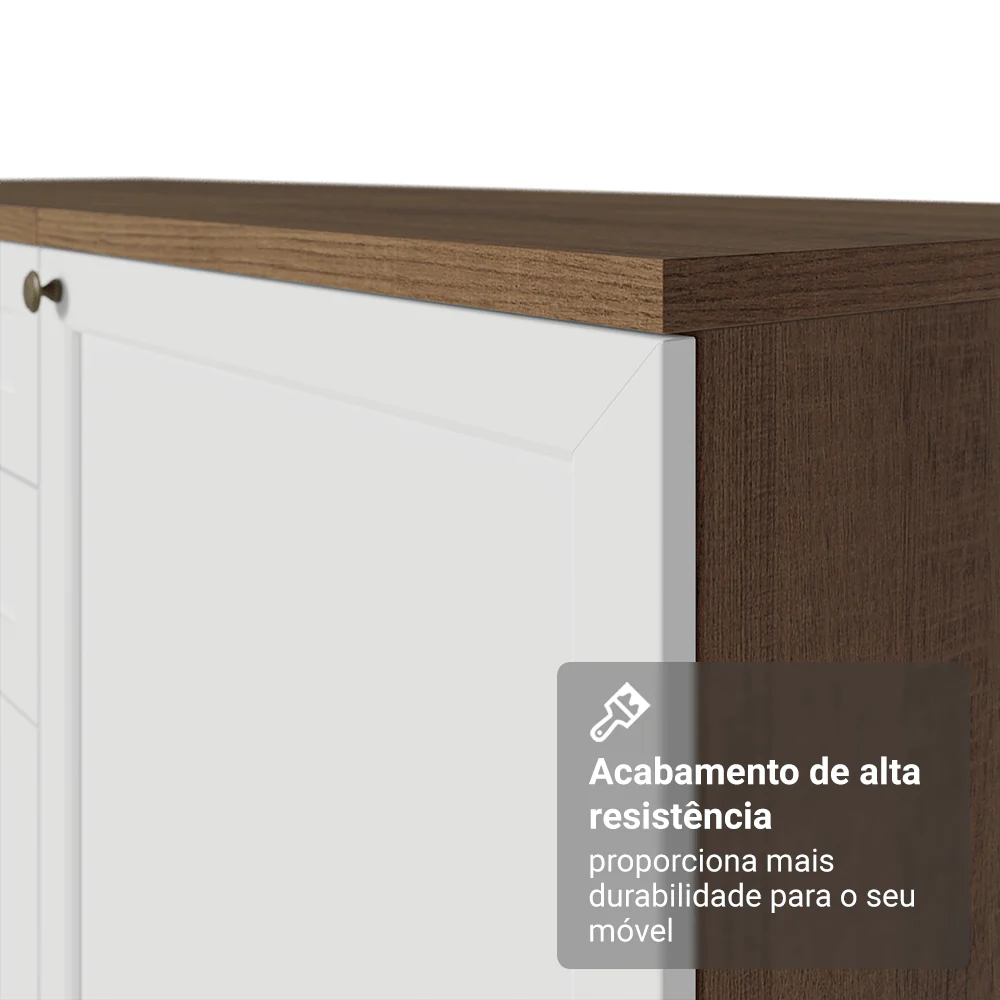 Estante Sala de Estar com Rack + Cristaleira 230cm Rustic/Branco Vik Madesa 01 - Image 8