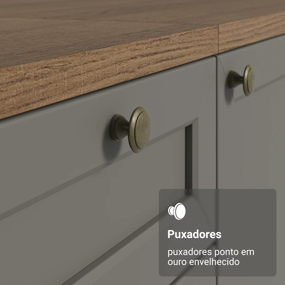 Estante Sala de Estar com Rack + Cristaleira 230cm Rustic/Cinza Vik Madesa 01 - Image 7