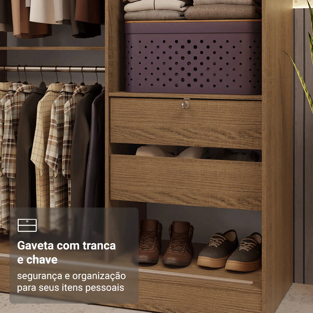 Guarda-Roupa 2 Portas de Correr de Espelho Rustic Max Madesa - Image 6