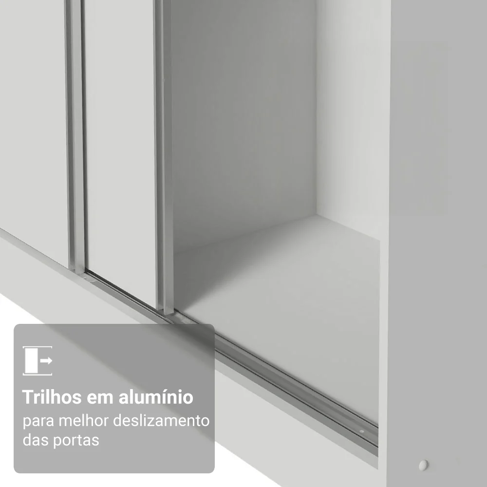 Guarda-Roupa Casal 100% MDF Madesa Royale 3 Portas de Correr com Espelho Branco - Image 8