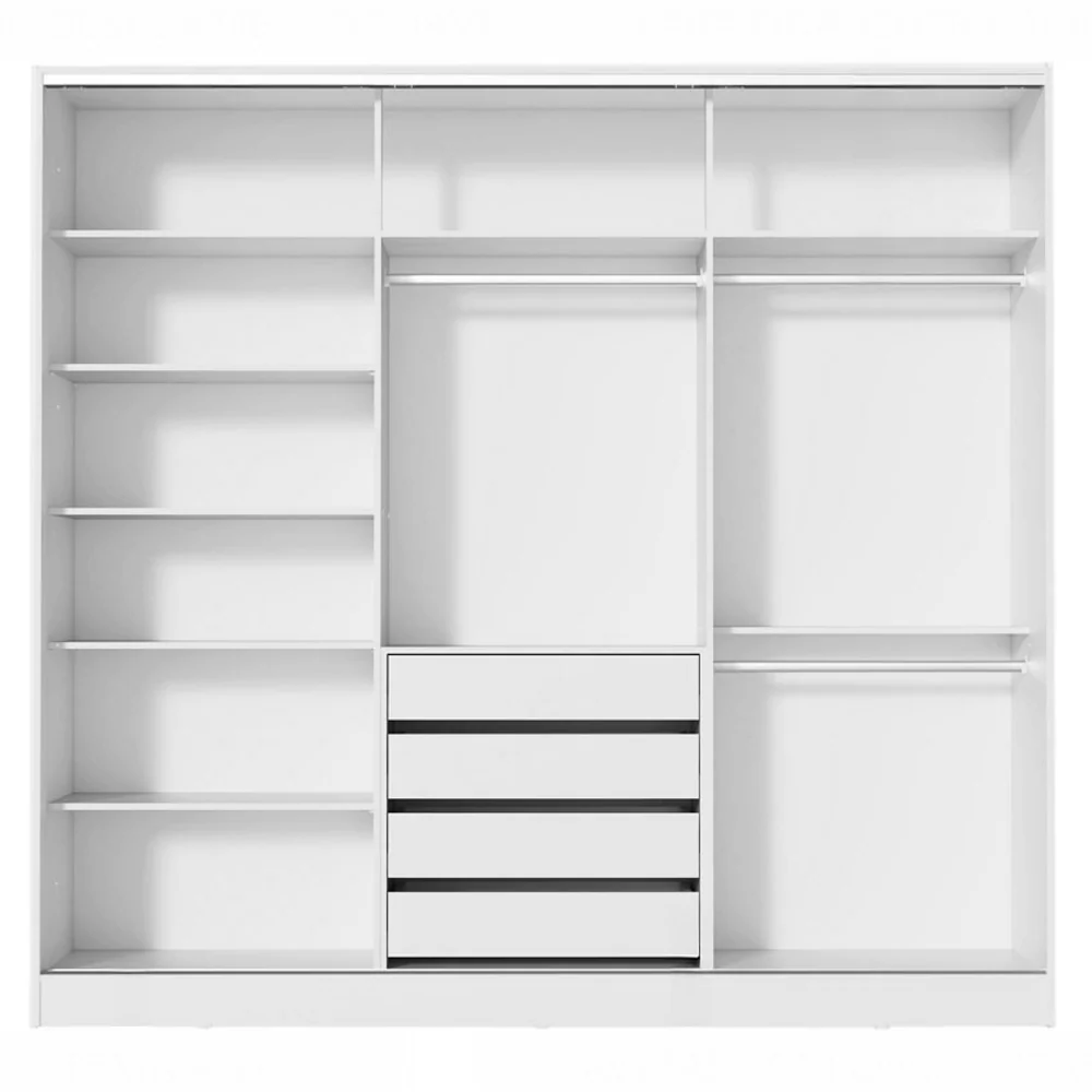 Guarda-Roupa Casal 100% MDF 3 Portas de Correr Branco Royale Madesa - Image 10