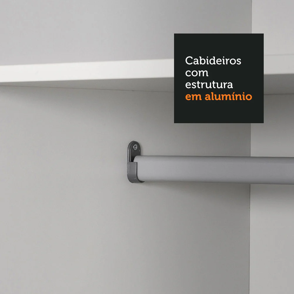 Guarda-Roupa Casal 100% MDF Madesa Royale 3 Portas de Correr Branco/Preto - Image 7