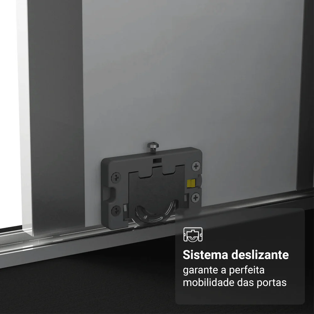 Guarda-Roupa Casal 100% MDF 3 Portas de Correr de Espelho Preto Madesa Royale - Image 5